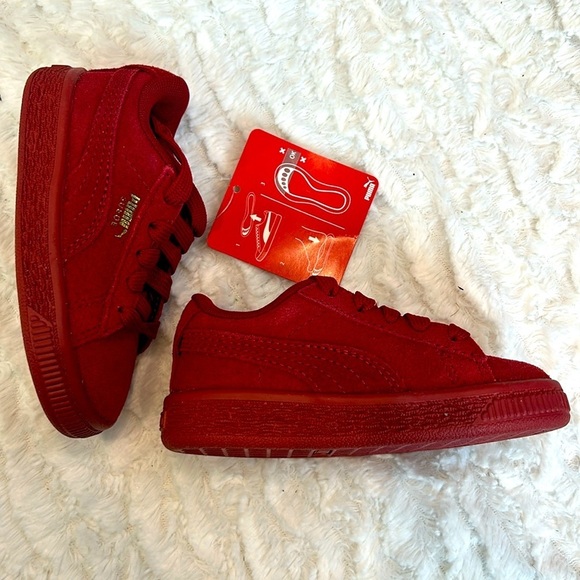 Puma Suede Classic Red Mono Gold Infant Children’s Size 6C US new in box unisex - Picture 1 of 11